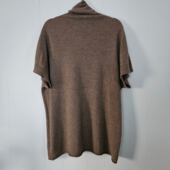 J.Jill 100% Cashmere Cowl Neck Tunic Sweater Women L Brown Short Sleeve Neutral - Picture 2 of 8